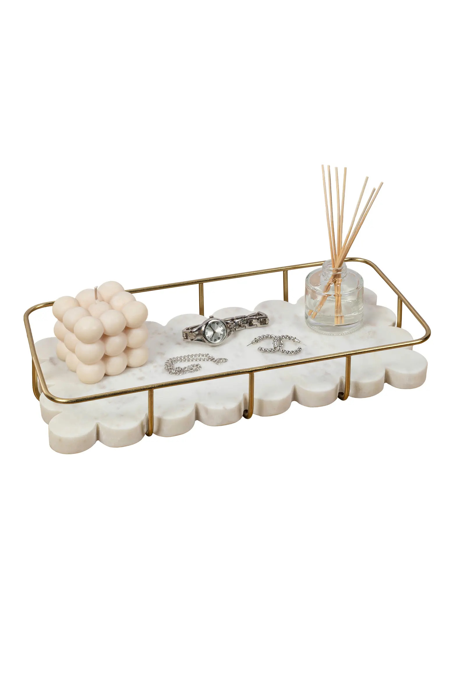 Monarch Modern Industrial Metal/Marble Scalloped Base Vanity Tray | Nordstrom | Nordstrom