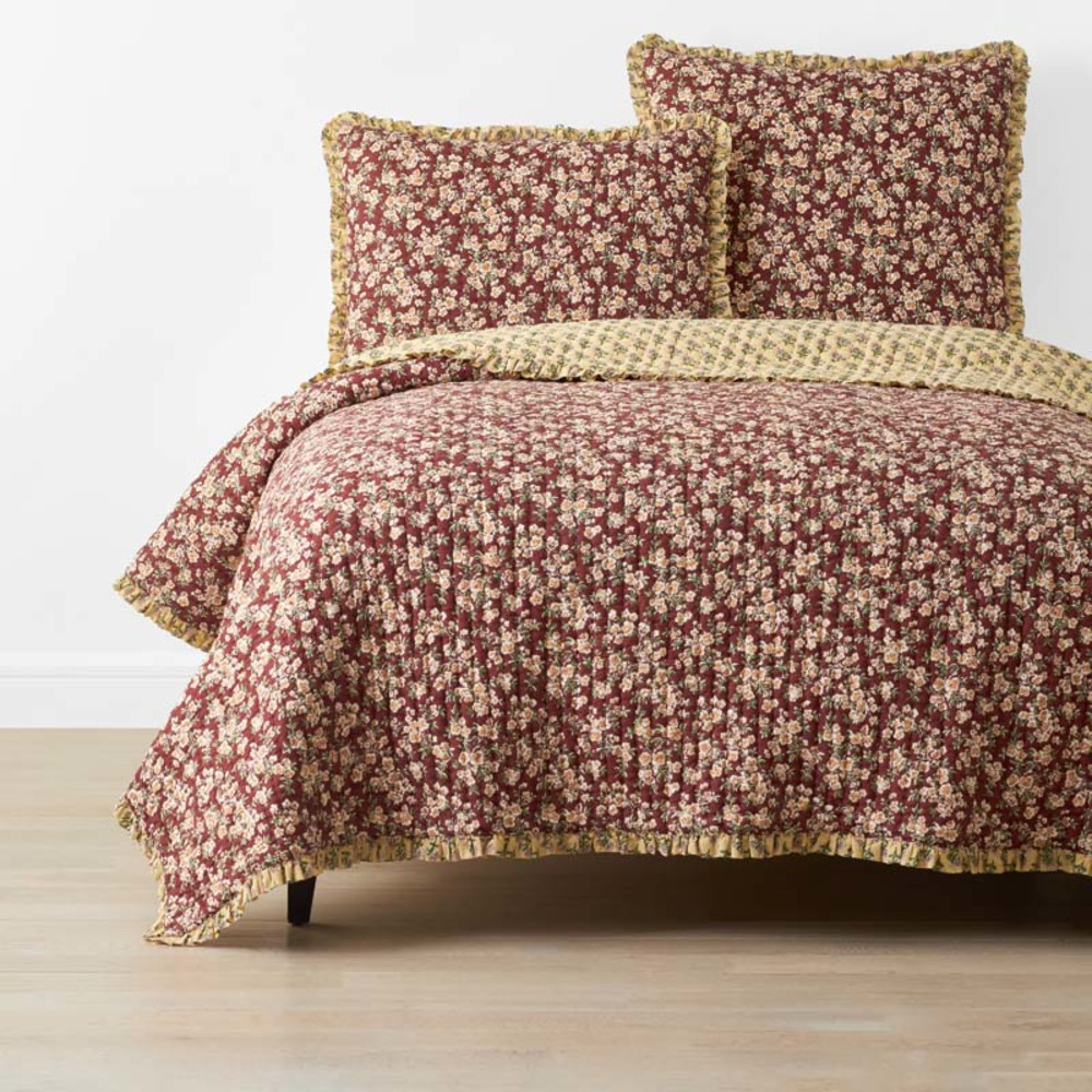 Suhana Reversible Ruffle Quilt - Brick, Full/Queen | The Company Store
