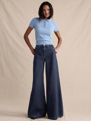 High-Rise Wide-Leg Lightweight Palazzo Jean | Banana Republic (US)