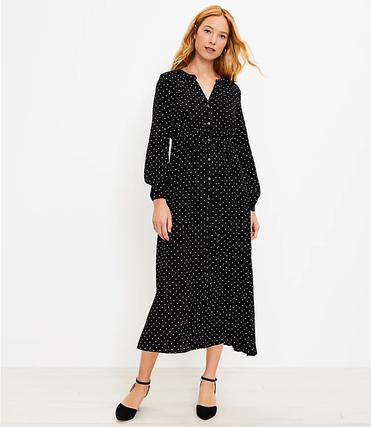 Dotted Midi Shirtdress | LOFT | LOFT