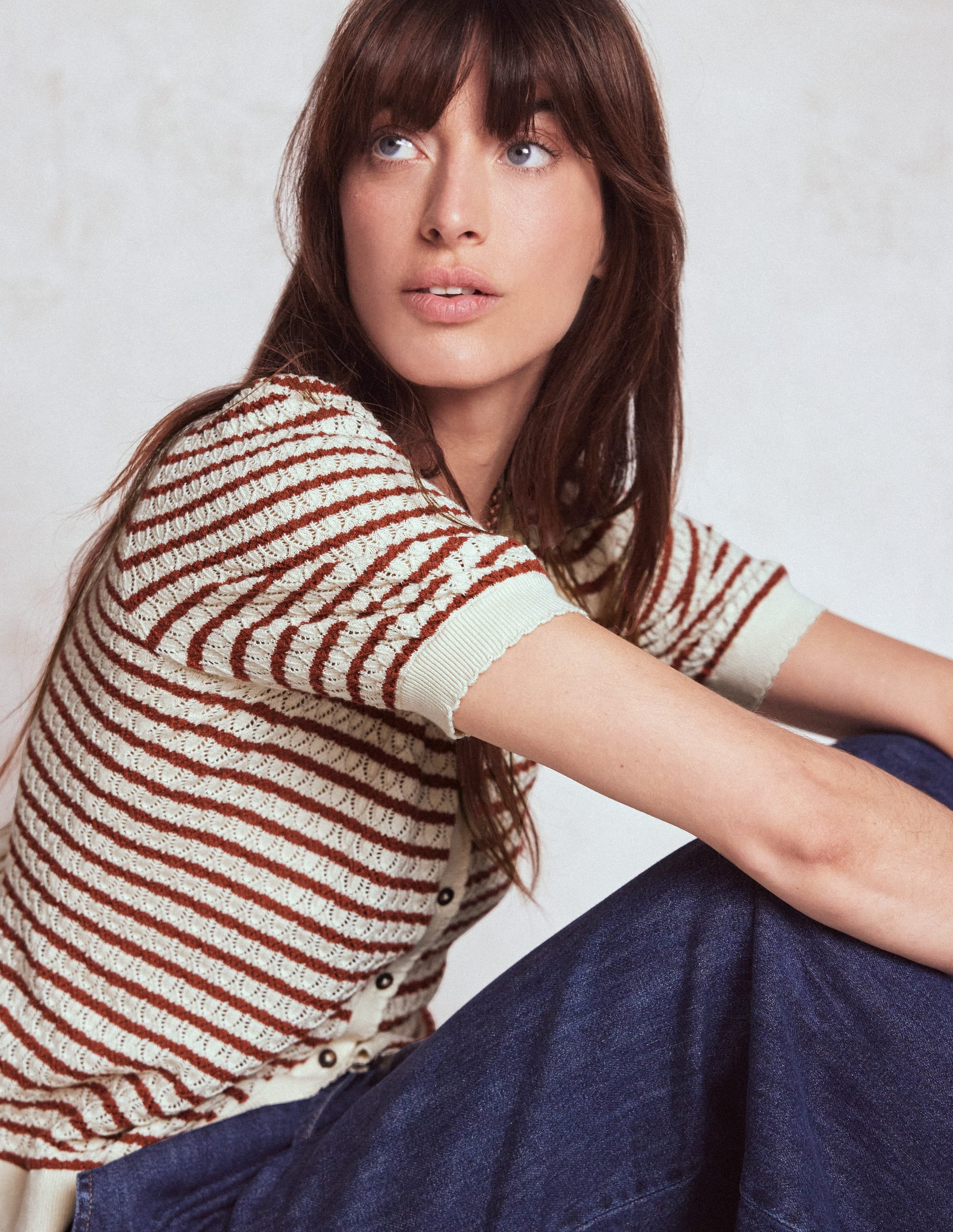 Dot Pointelle Cardigan-Warm Ivory/ Red | Boden (US)