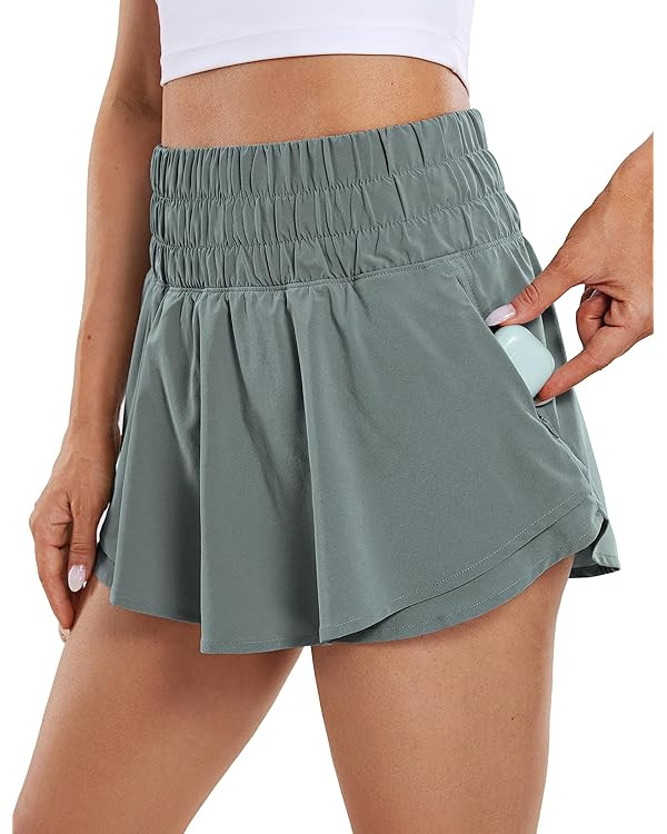 CRZ YOGA Athletic Shorts for Women High Waisted Flowy Ruffle Skirt Overlay Workout Running Tennis... | Amazon (US)
