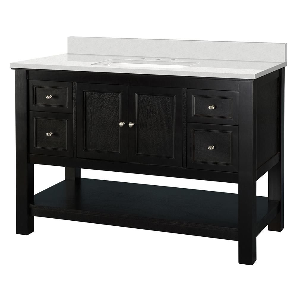 Home Decorators Collection Gazette 49 in. W x 22 in. D Vanity Cabinet in Espresso with Engineered... | The Home Depot
