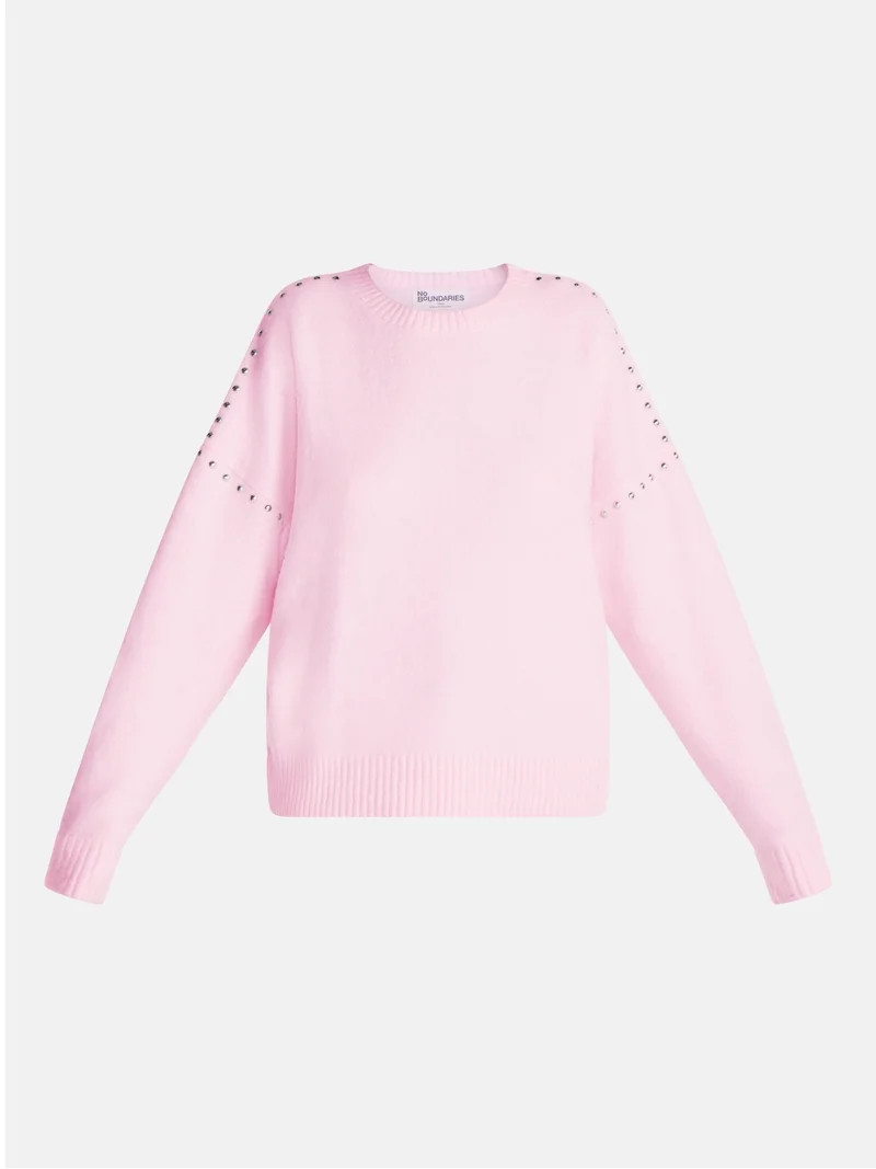 No Boundaries Studded Sweater, Lightweight, Women's and Women's Plus XXS-XXL | Walmart (US)