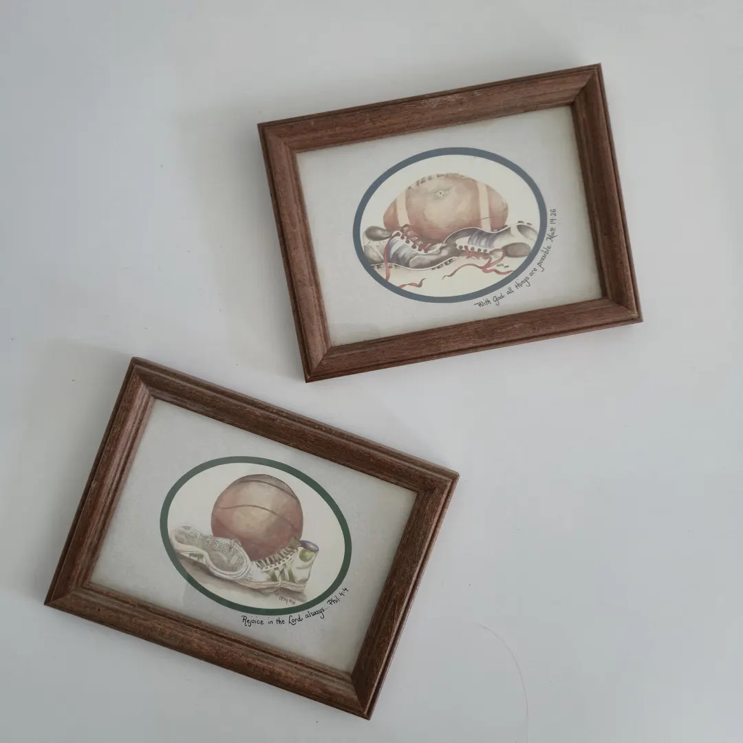 Vintage Christian Sports Wall Art Set | 1980s Casey Prints Basketball & Football | Scripture Quot... | Etsy (US)