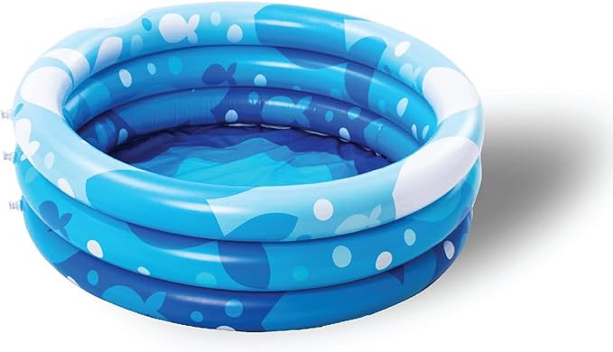 Sloosh Inflatable Kiddie Pool Blue with Geometric Pattern Swimming Pool 3-Rings for Kids Indoor &... | Amazon (US)