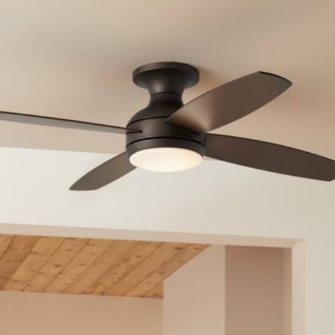 52" Casa Elite Oil-Rubbed Bronze LED Hugger Ceiling Fan with Remote | Lamps Plus