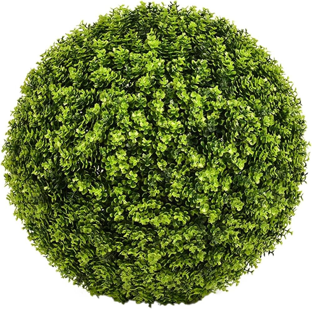 13 Inch Artificial Topiary Balls for Outdoors, Green Boxwood Balls Plant 4 Layers Leaves UV Prote... | Amazon (US)
