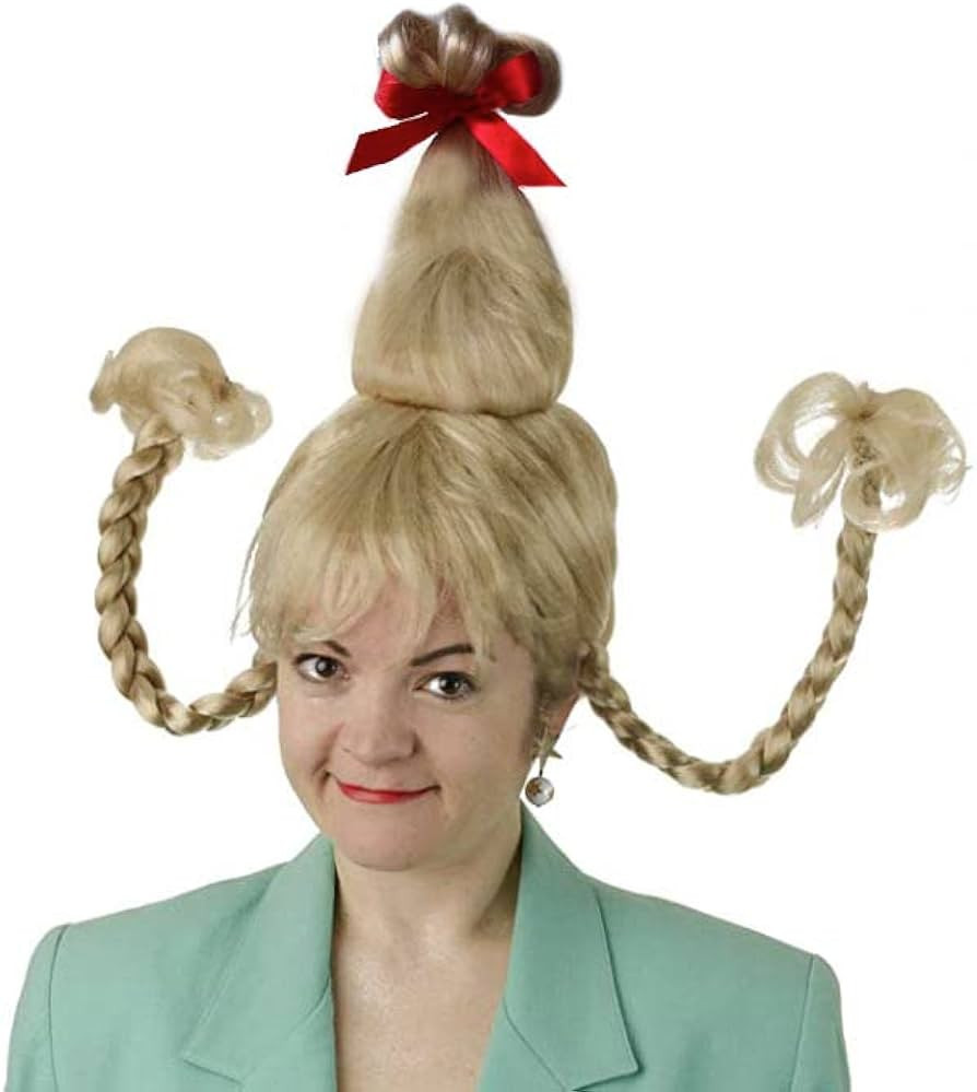 City Costume Wigs Cindy Wig, Christmas Blonde Wig with Red Bow | Amazon (US)