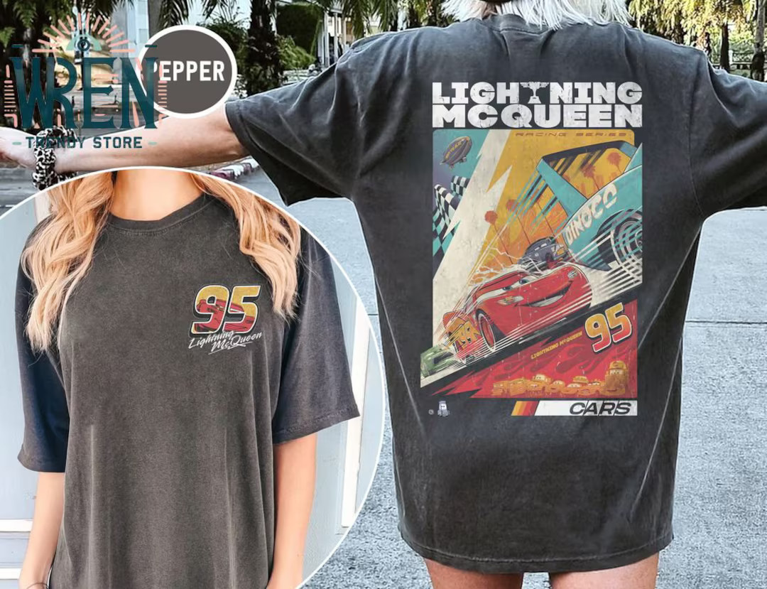 Retro Two Sided Lightning Mcqueen Comfort Colors Shirt, Rusteze Cars Shirt, Piston Cup Shirt, Pix... | Etsy (US)
