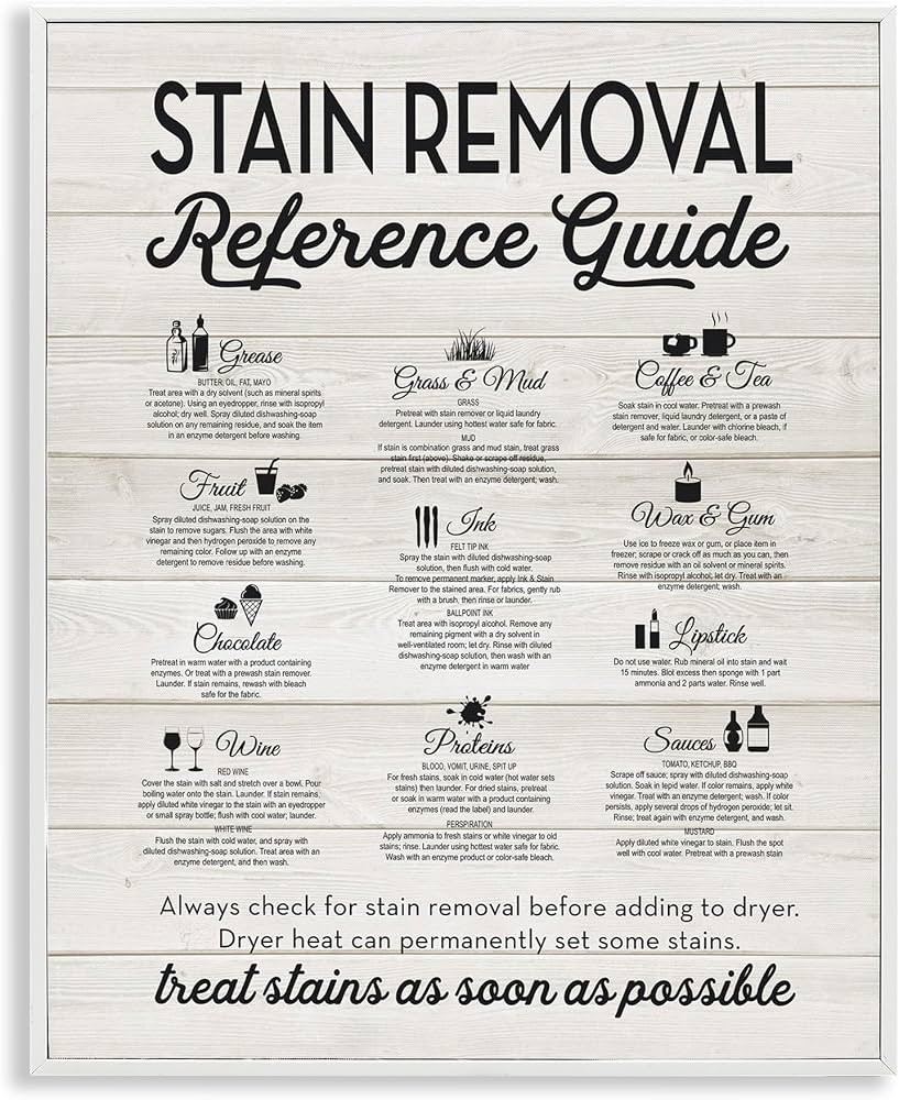 Stupell Industries Stain Removal Reference Guide Typography Framed Giclee Art Design by Lettered ... | Amazon (US)