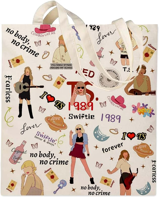 AMOTARY Singer Tote Bag for TS Fans, Canvas Tote Bag for Women Album Inspired Makeup Bags Cosmetic B | Amazon (US)