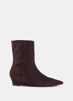 Kailey Brown Suede Wedge Ankle Boots | Mint Velvet