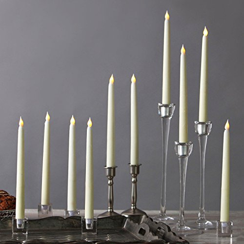 10 Ivory 10" Flameless Taper Candles, Smooth Wax Finish, Warm White LEDs, Vigil Collection, Batterie | Amazon (US)