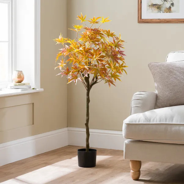 Artificial Orange Maple Tree in Black Plant Pot | Dunelm
