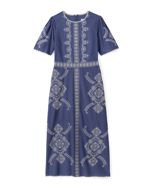 Cartolina Bobbi Embroidered Midi Dress in Indigo at Nordstrom, Size 0 | Nordstrom