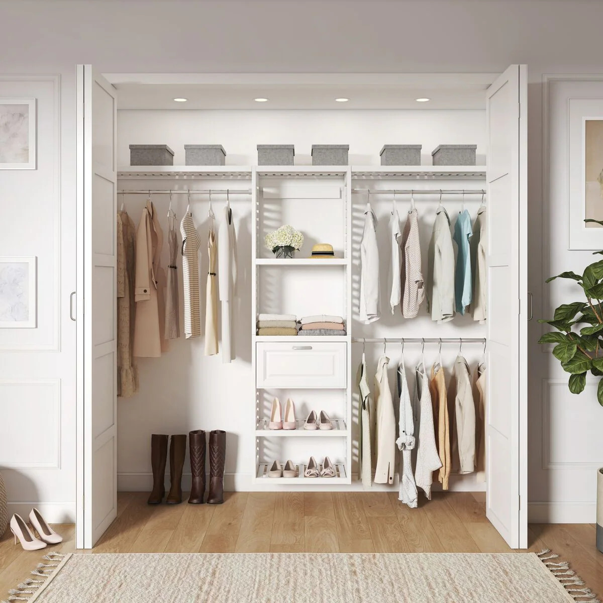 allen + roth Hartford Reach-in Tower system White Ventilated Shelving Wood Closet System one_size | LWVKBW | Lowe's
