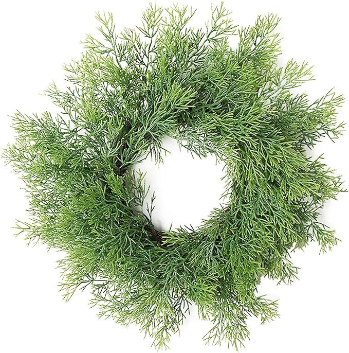 Sucpur Christmas Cypress Leaf Wreath, 11inch Artificial Christmas Cedar Wreath Cypress Wreath Fro... | Amazon (US)