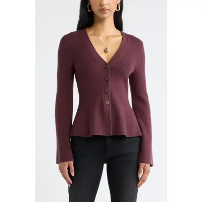 Open Edit Softluxe Ribbed Waist Cardigan in Beige Oatmeal Light Heather at Nordstrom, Size Large | Nordstrom