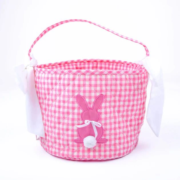 Easter Basket Bunny Applique Pink Gingham | Classic Whimsy