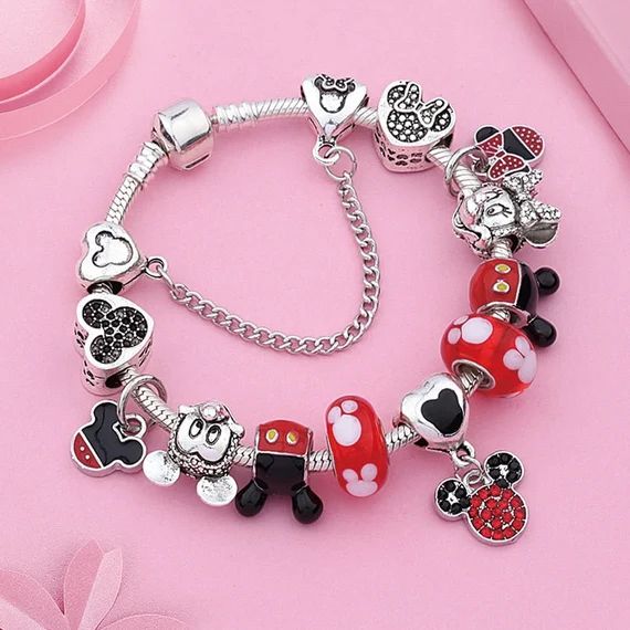 Minnie & Mickey Charm Bracelet - Etsy | Etsy (US)
