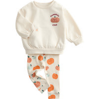 M&S Collection Girls 2pc Cotton Rich Pumpkin Outfit (0-3 Yrs) - 12-18 - Cream, Cream | Marks & Spencer (UK)