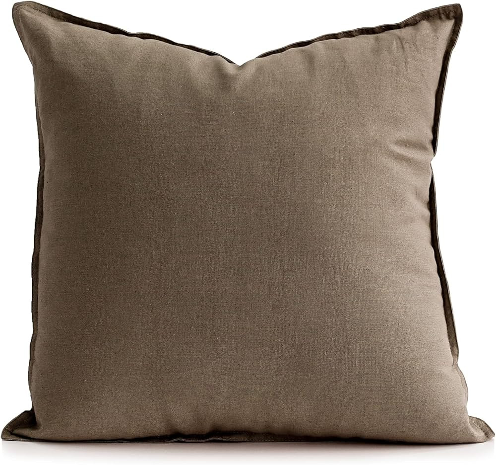 Jeanerlor 24" x 24" Natural Cotton Linen Soft Soild Decorative Square Throw Pillow Covers Green S... | Amazon (US)