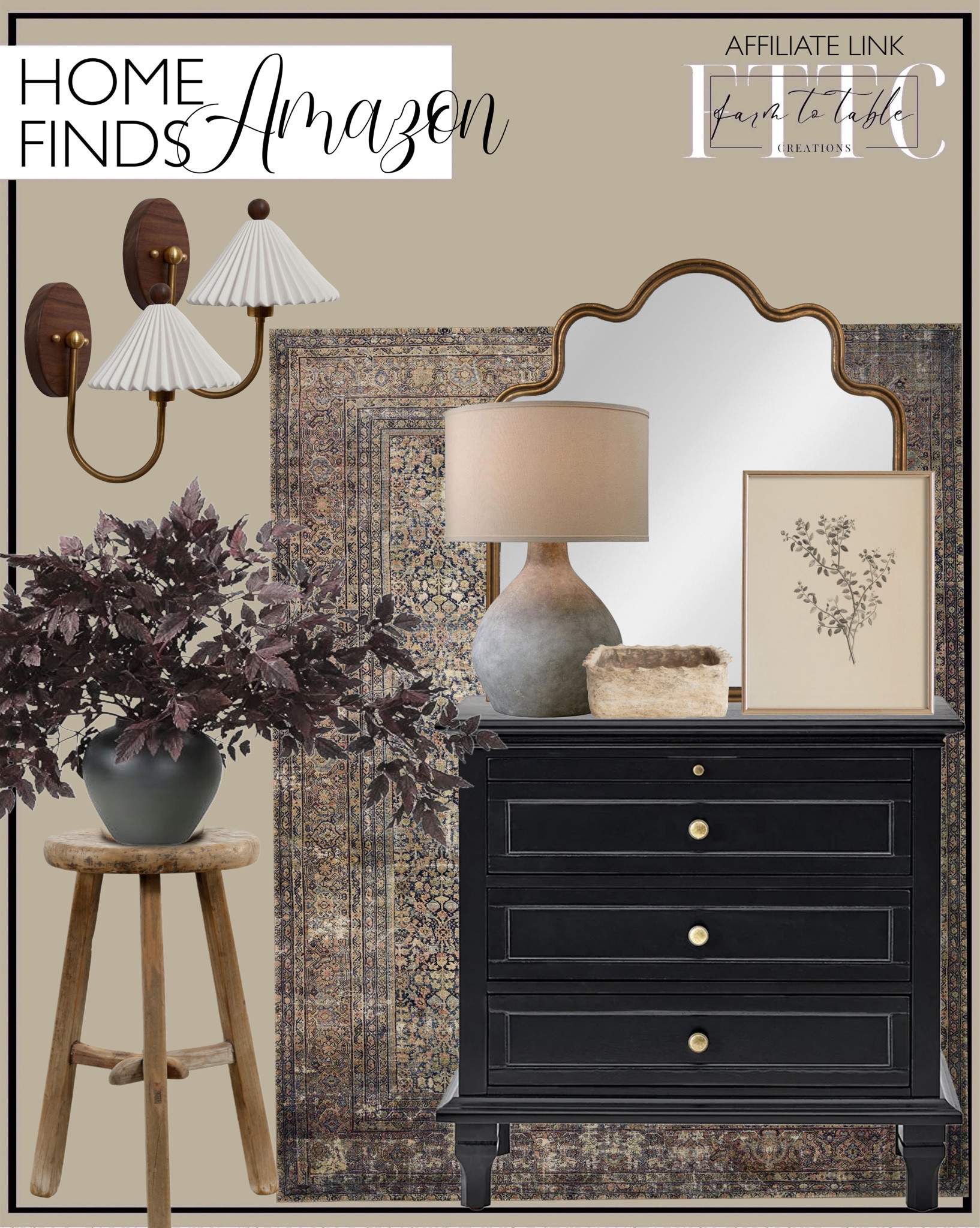 Amazon Home Finds. Follow @farmtotablecreations on Instagram for more inspiration.

Vintage Ceramic Wall Lamp with White Pleated Shade, Light Sconces Bedroom. Tov Furniture Jaine Chocolate Brown Boucle Stool. Creative Co-Op Wavy Scalloped Arched Metal Framed Wall Mirror, Gold. Leave Plant Botanical Drawing Print Poster. HULALA HOME Farmhouse 3 Drawer Nightstand with Charging Station, Drawer Organizer with Wood Legs. Loloi Amber Lewis x Morgan Denim/Multi Accent Rug. Six pack Cimicifuga Stems. Table Lamp. Creative Co-Op Boho Decorative Handmade Paper Mache, Natural Container, Ivory. Artissance Round Vintage Stool, Weathered Natural Wood Finish. 

Affordable Amazon Finds. Amazon Home Finds. Affordable Home Finds. Amazon Home Decor. Amazon Fall Decor. Living Room Inspo. Bedroom Nightstand. 


#LTKFindsUnder50 #LTKSaleAlert #LTKHome