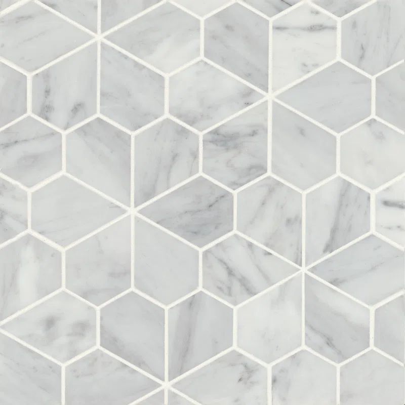 White Carrara Monet Marble Random Mosaic Wall & Floor Tile (Set of 5) | Wayfair North America