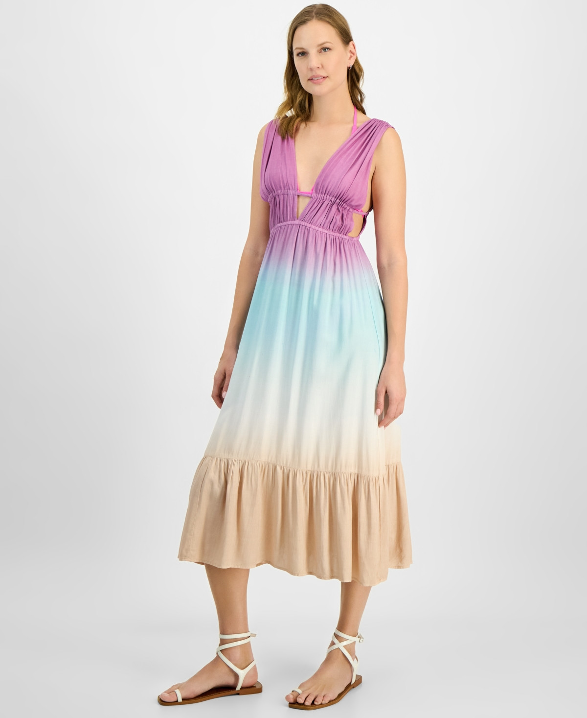Raviya Women's Sleeveless Ombre Maxi Dress Cover-Up - Purple Ombre | Macy's
