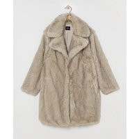 Natural Collar Revere Faux Fur Coat | Simply Be (UK)