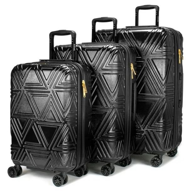 BADGLEY MISCHKA Contour 3 Piece Expandable Spinner Luggage Set (Black) - Walmart.com | Walmart (US)
