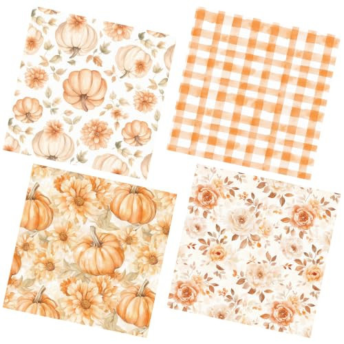 Fall Paper Napkins, 50Pcs Disposable Fall Plaid Paper Napkins | Amazon (US)