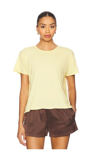 perfectwhitetee Cotton Short Sleeve Boxy Crew Tee in Yellow. - size L | Revolve Clothing (Global)