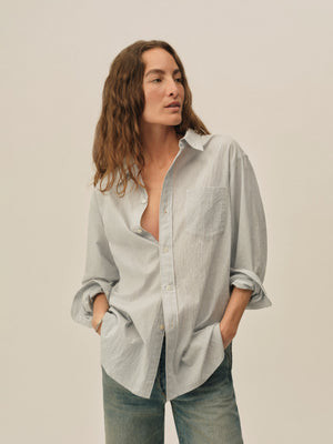 Sea Blue Dock Stripe Mainstay Cotton Shirt | Buck Mason