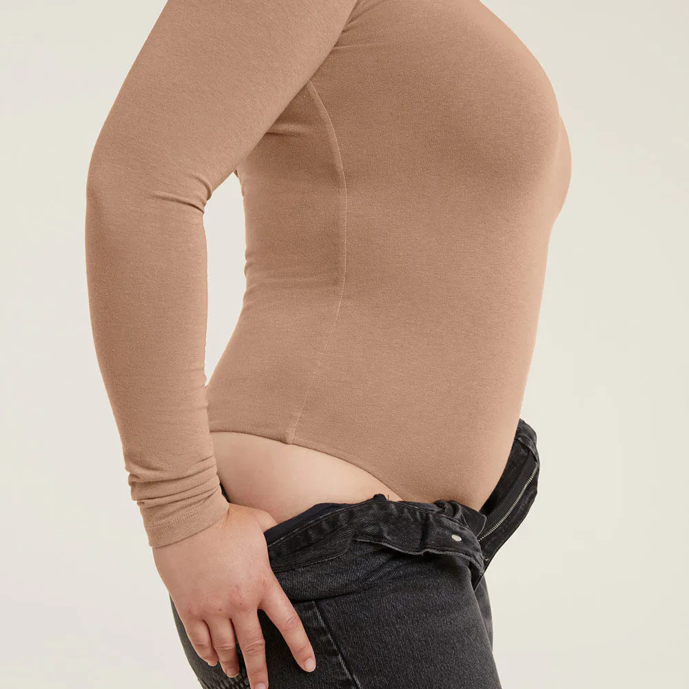 Cotton Crewneck Bodysuit | Cinnamon - nuuds | nuuds