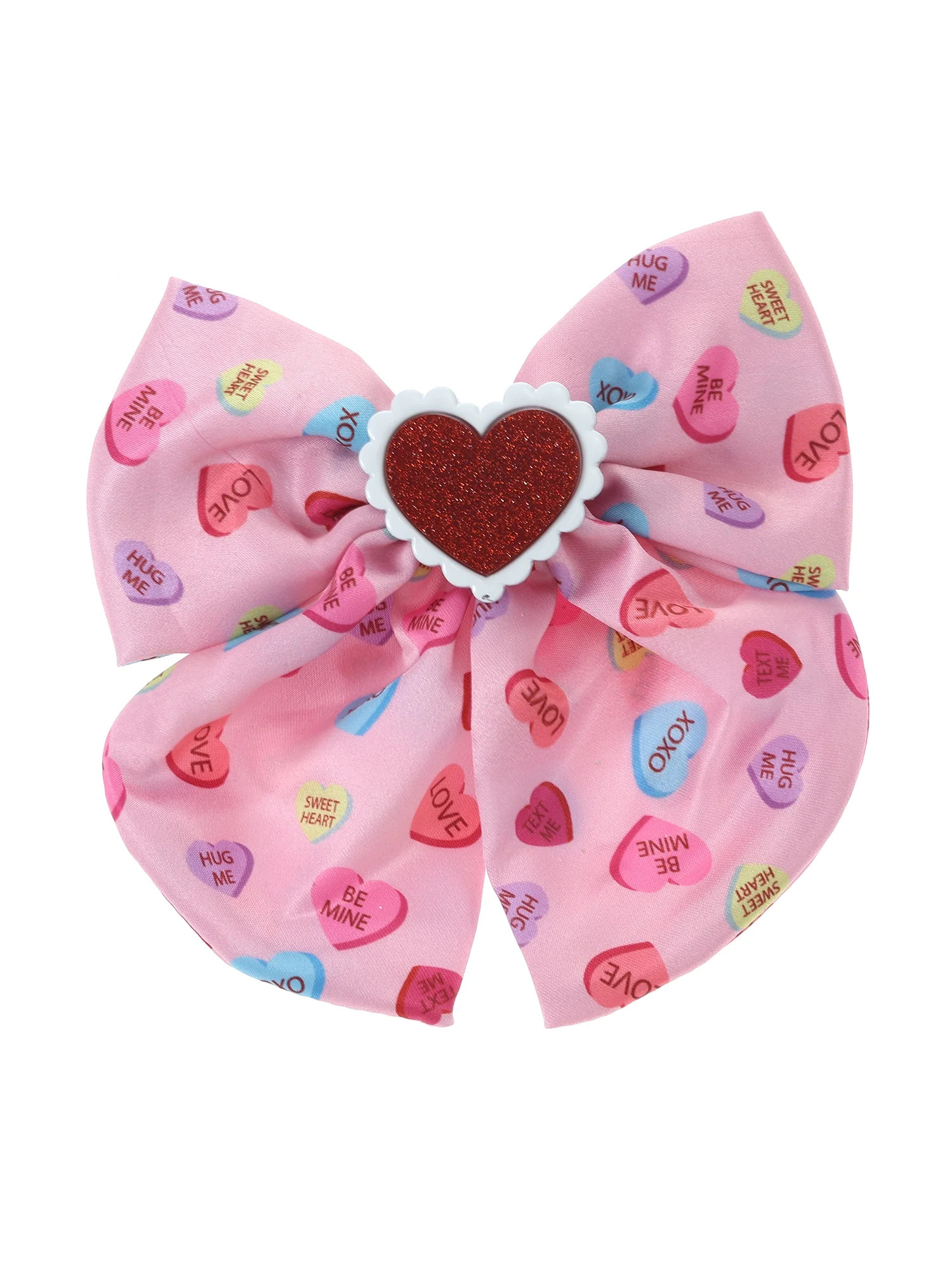 Way to Celebrate Valentine's Day Multicolor Pink Hearts Hair Bow, 1 Piece | Walmart (US)