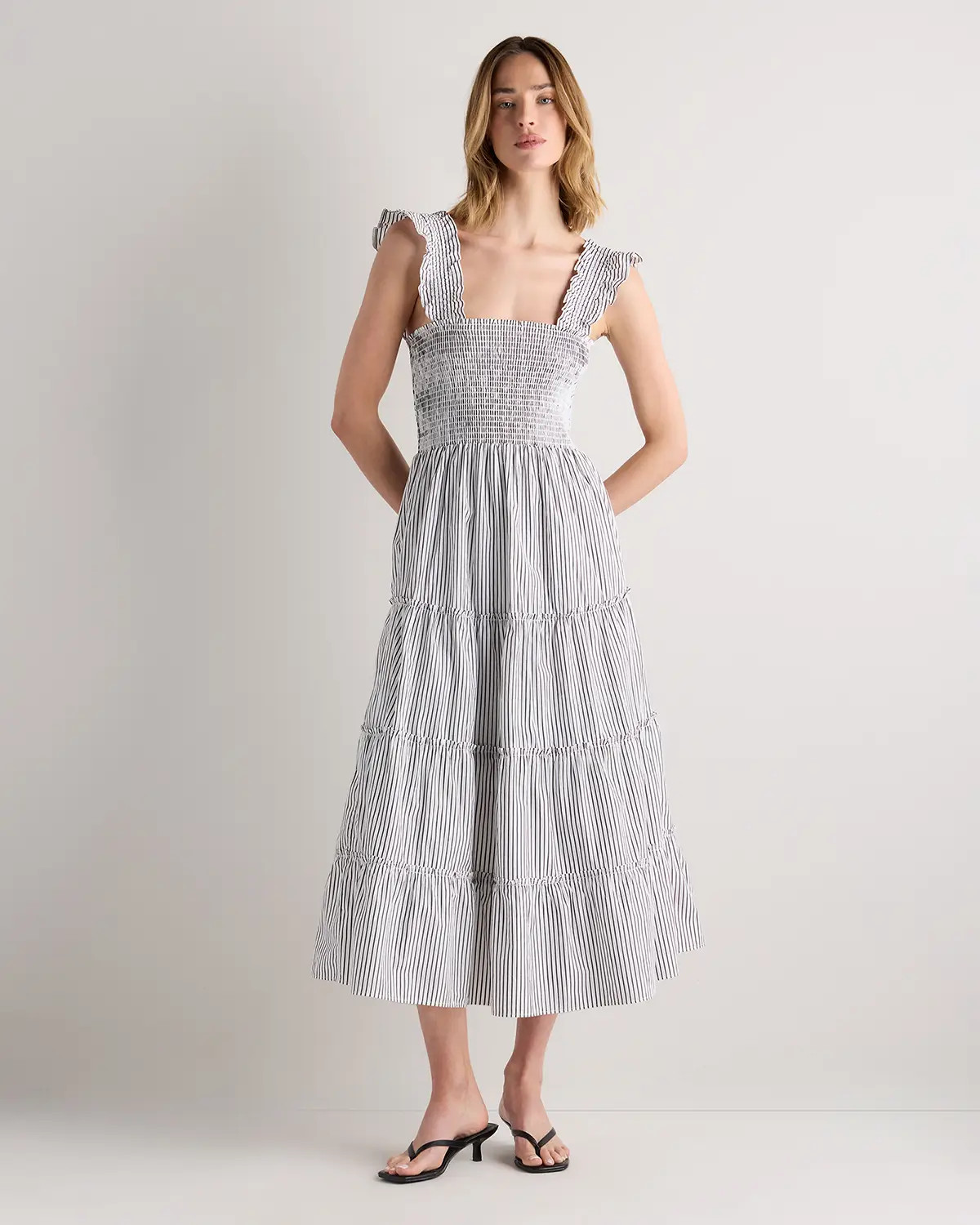 100% Organic Cotton Poplin Smocked Midi Dress | Quince