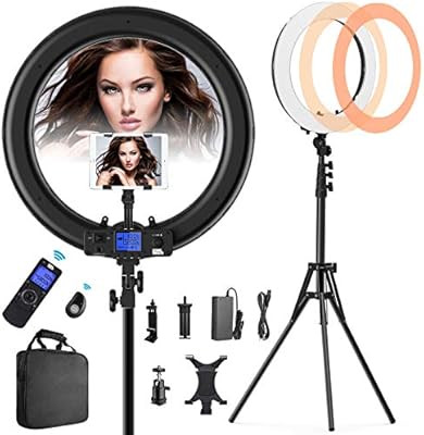 Ring Light with Wireless Remote and iPad Holder, Pixel 19" Bi-Color LCD Display Ring Light with S... | Amazon (US)