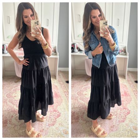 How to style a black dress - Use code JUSTPOSTED10 to save 10% off my dress. I sized up one size to M in the jacket. Everything else is true to size. Wearing a small in the dress.

#LTKOver40 #LTKStyleTip #LTKFindsUnder100