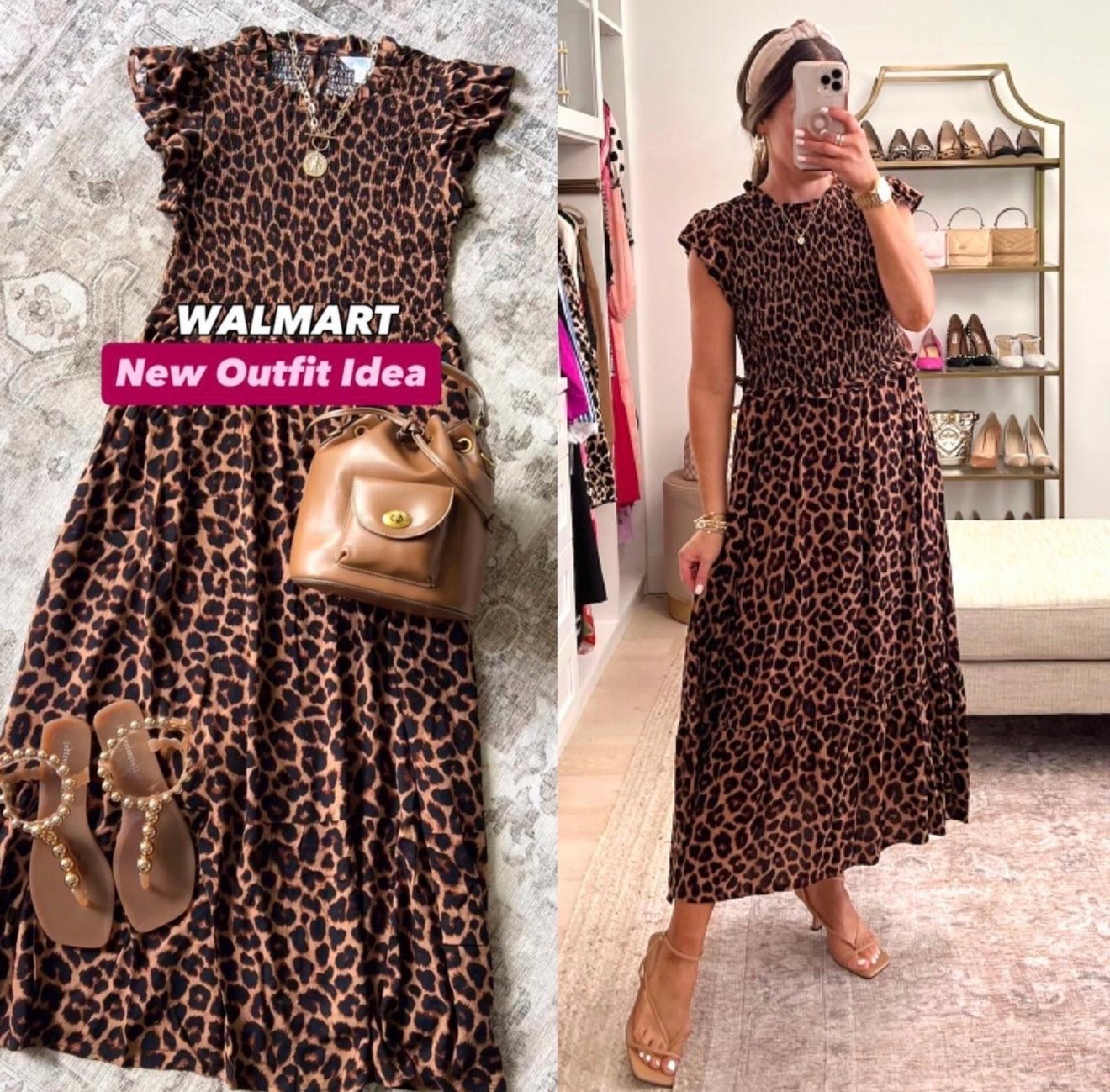 Scroll to shop! Viral leopard dress back in stock and also in floral! Wearing size S. Follow us for more!