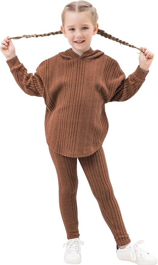 LecGee Girl Fall Casual Hoodie Set Long Sleeve Oversized Sweatshirt Elastic Waist Legging Pant 2 ... | Amazon (US)