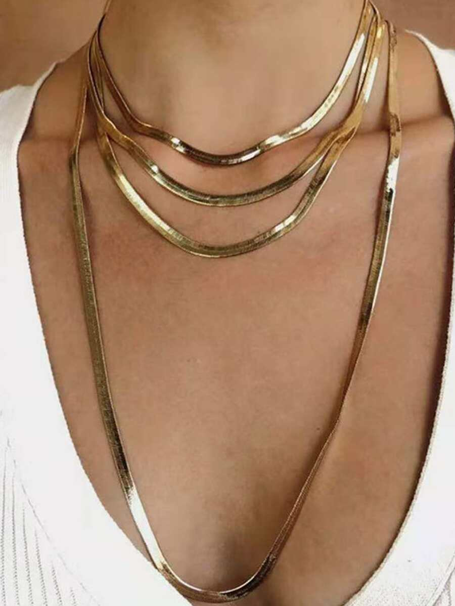 1pc Vintage Simple & Exaggerated Multi-layer Snake Chain Necklace With Personality Clavicle Chain | SHEIN