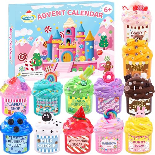Teeanzo Slime Advent Calendar 2025-24 Days of Candy Slime Kit Christmas Countdown Calendar DIY Slime of Surprises with Different Charms Kit for Boys Girls Kids Teen Ages 6 and Up | Amazon (US)