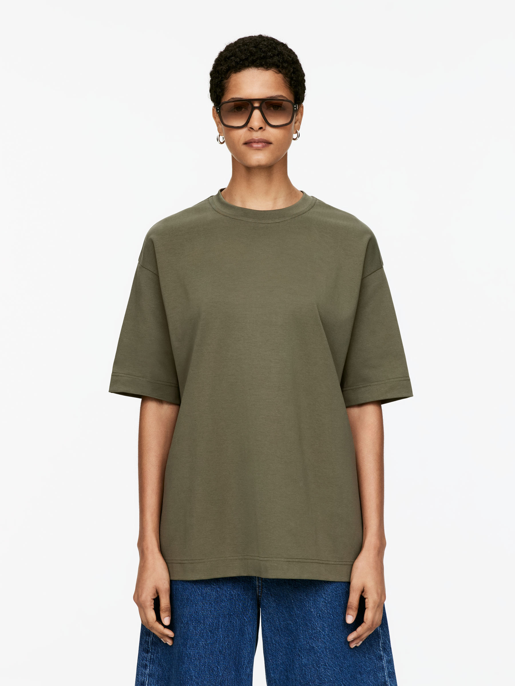 OPAL Interlock-T-Shirt – Khaki – Damen – ARKET DE | Arket EU