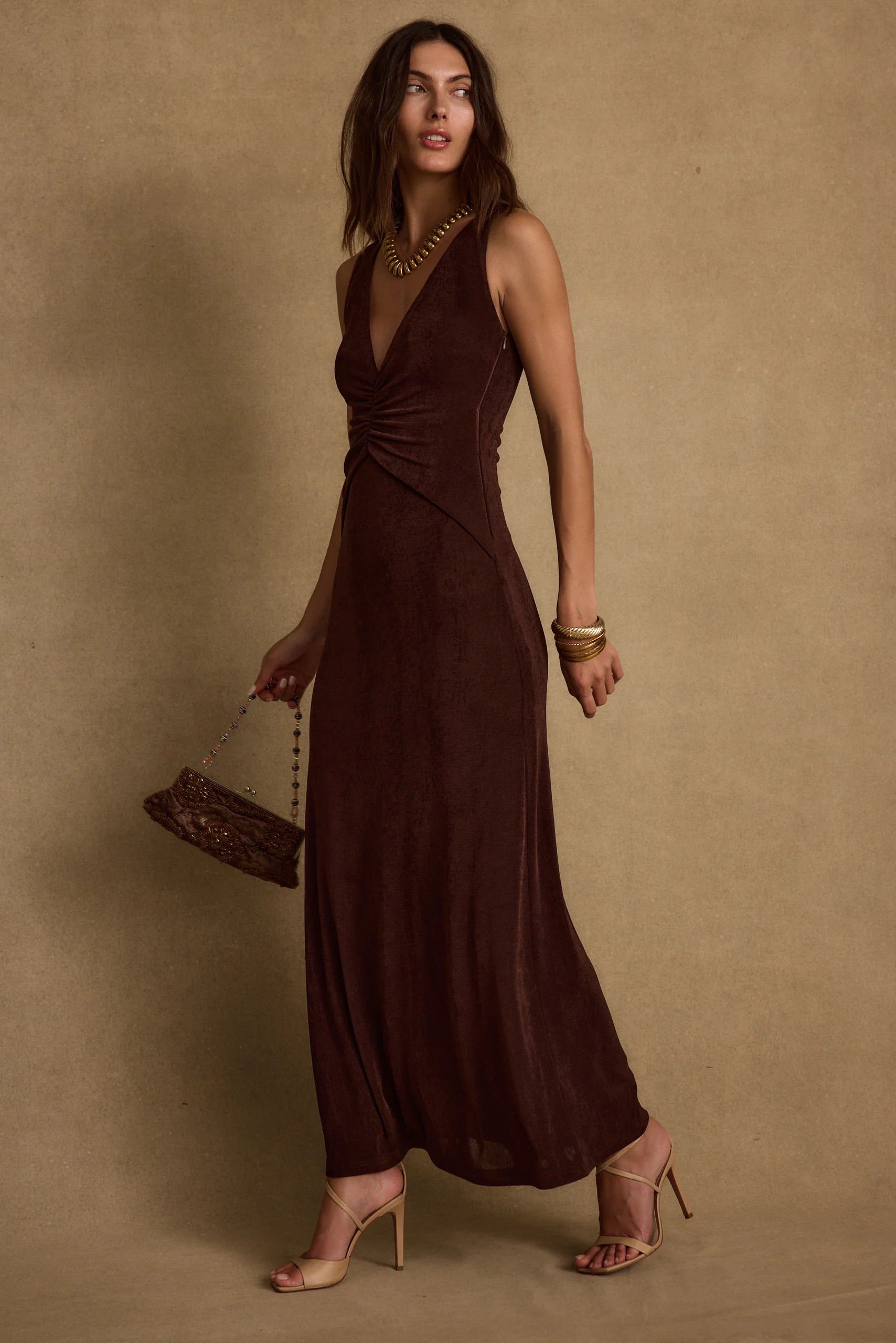 Reese Espresso Slinky Maxi Dress | 12th Tribe