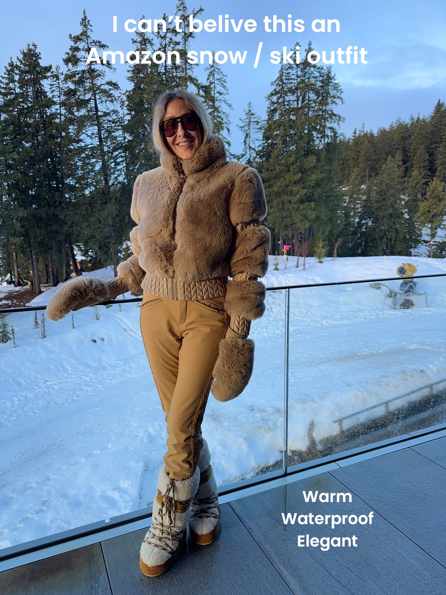 Amazon ski outfit I wore in Switzerland yesterday 
Amazing quality ! Water proof and so elegant 
Runs tts. Wearing a size small 

#LTKTravel #LTKOver40 #LTKHoliday