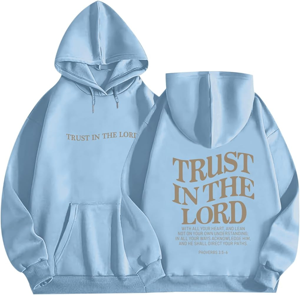 Tuislay Trust In The Lord Graphic Hoodies Christian Faith Sweatshirts For Women Bible Verse Relig... | Amazon (US)