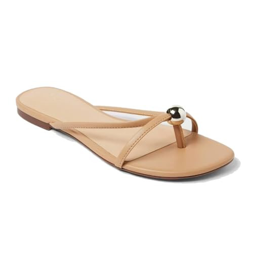 OMLISHZTY Thong Flat Sandals for Women Round Open Toe Slip on Flip Flop Slides Casual Summer Beach Shoes | Amazon (US)