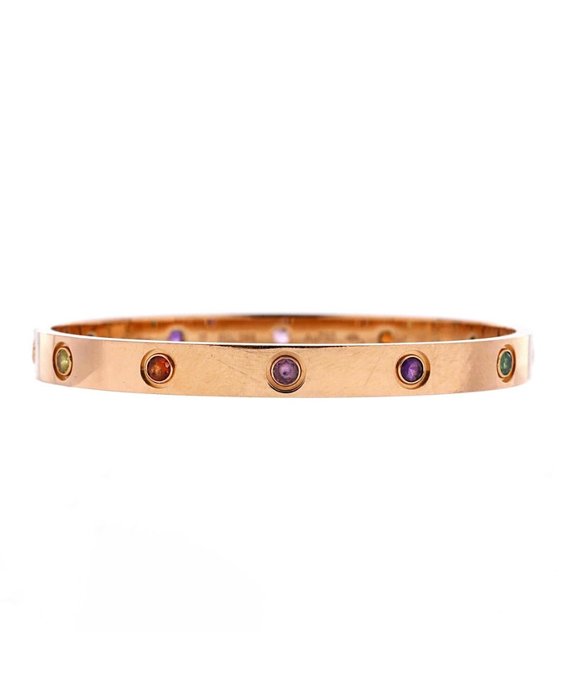 Pre-Owned Cartier Love 10 Stone Bracelet 18K Rose Gold with Garnet, Amethyst and Sapphire | Bloomingdale's (US)